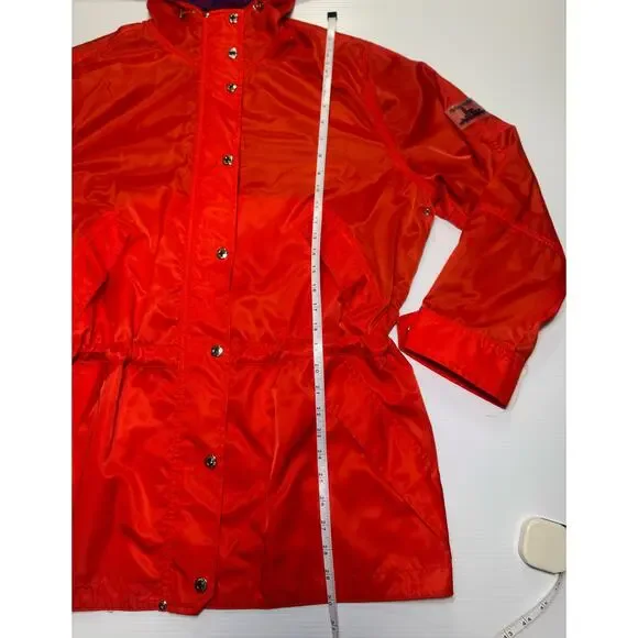 Lauren Ralph Lauren Hooded Rain Jacket Anorak Red Women’s Large VTG 90s Gorpcore - Picture 8 of 16